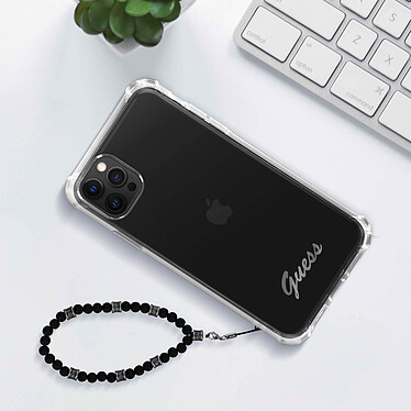 Avis Guess Coque pour iPhone 12 Pro Max Transparent avec Bijou à perles Bracelet Noir