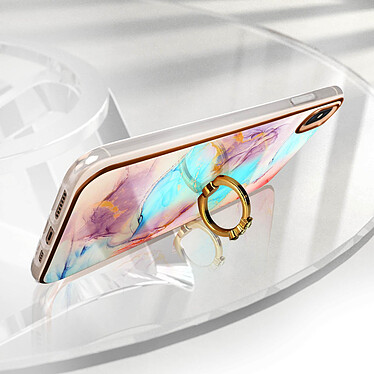 Avis Avizar Coque Apple iPhone XS Max Bague de maintien Motif marbre multicolore