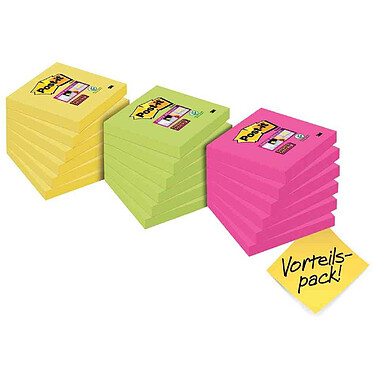 POST-IT pack de 18 blocs de 90 notes adhésives Super Sticky, 76 x 76 mm