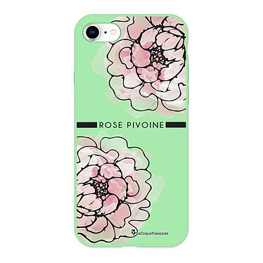 LaCoqueFrançaise Coque iPhone 7/8 Silicone Liquide Douce vert pâle Rose Pivoine