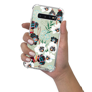 LaCoqueFrançaise Coque Samsung Galaxy S10 anti-choc souple angles renforcés transparente Motif Fleurs vert d'eau pas cher