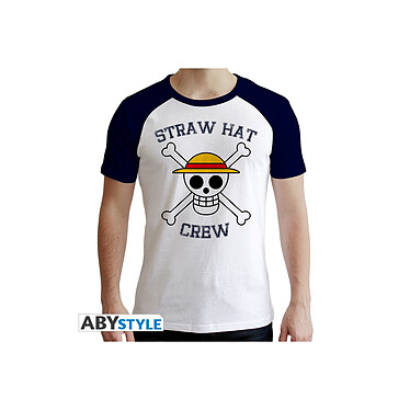One Piece - T-shirt Skull homme MC blanc & bleu - premium - Taille XL
