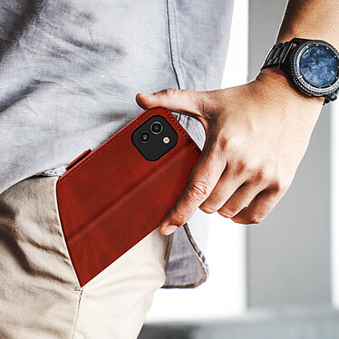 Avizar Étui pour Samsung Galaxy A03 Similicuir Porte-carte Double languette magnétique  Rouge pas cher