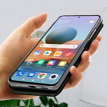 Avizar Housse pour Xiaomi Redmi Note 10 Pro Clapet Porte-carte Support Finition Satinée Noir pas cher
