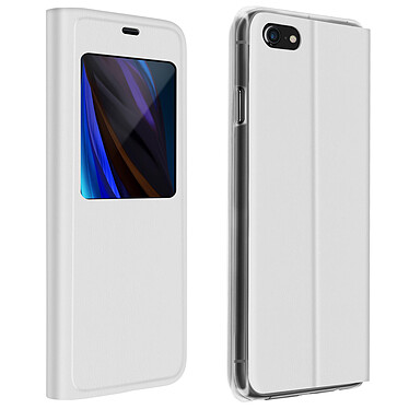 Avizar Étui iPhone SE 2022 / 2020 et 8 / 7 Fenêtre d'Affichage Clapet Ultra-fin Blanc