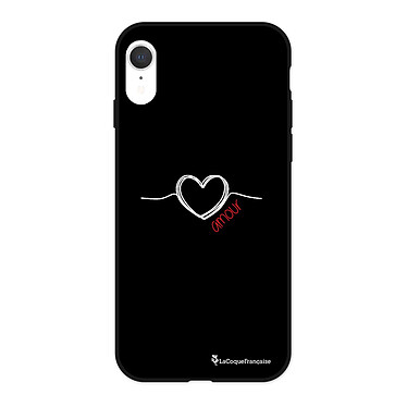 LaCoqueFrançaise Coque iPhone Xr Silicone Liquide Douce noir Coeur Blanc Amour
