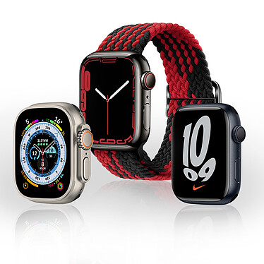 Avizar Bracelet pour Apple Watch 41mm et 40mm et 38 mm Nylon Tressé Ajustable par Boucle Métallique  noir et rouge pas cher