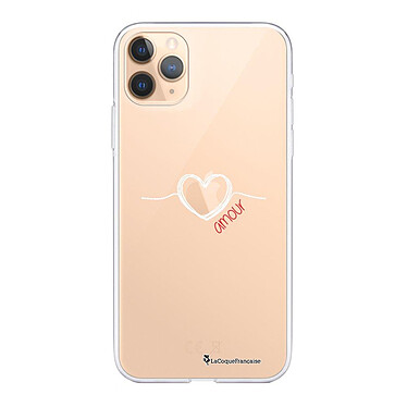 LaCoqueFrançaise Coque iPhone 11 Pro Max silicone transparente Motif Coeur Blanc Amour ultra resistant