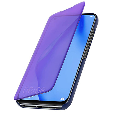 Avizar Étui Huawei P40 Lite Clapet translucide Design Miroir Support Vidéo Bleu nuit pas cher