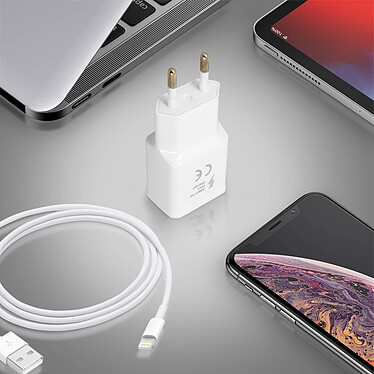 Avizar Chargeur secteur USB 1.5A et Câble Lightning iPhone/iPad Charge rapide - Blanc pas cher