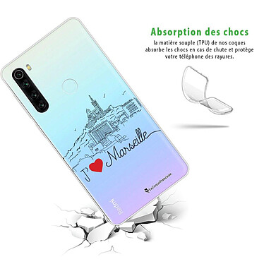 Avis LaCoqueFrançaise Coque Xiaomi Redmi Note 8 T 360 intégrale transparente Motif J'aime Marseille Tendance