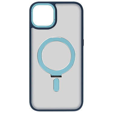 Avizar Coque MagSafe pour iPhone 15 Plus Silicone Gel Anneau Fonction Support  Dos Givré Contour Bleu Ciel