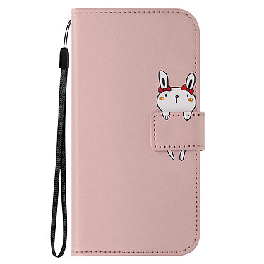 Avizar Étui Lapin pour Samsung S23 FE Portefeuille Support Vidéo Dragonne Rose Champagne