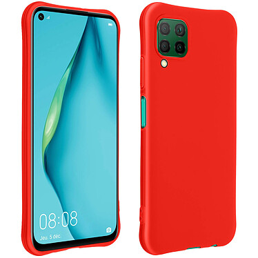 Avizar Coque Huawei P40 Lite Protection Silicone Gel Flexible Coins Bumper Rouge