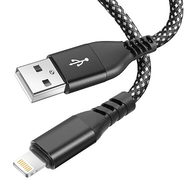 Moxie Câble pour iPhone en nylon tressé noir 1,2m, USB vers Lightning,