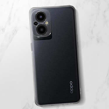 Avizar Coque pour Oppo Reno 8 Lite 5G Silicone Souple et Film Verre Trempé 9H  transparent contour noir pas cher