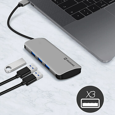 Swissten Hub USB-C 6 en 1 3x USB 1x USB-C Power Delivery 100W Entrée SD Micro-SD . pas cher