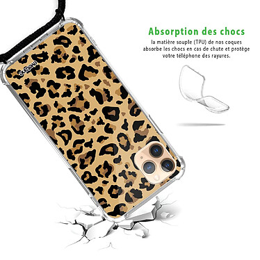 Avis Evetane Coque cordon iPhone 11 Pro noir Dessin Léopard Beige