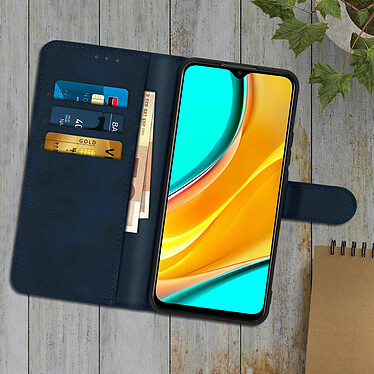 Acheter Avizar Étui Xiaomi Redmi 9 Housse Portefeuille Porte-cartes Fonction Support Bleu nuit