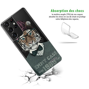 Avis Evetane Coque Samsung Galaxy S21 Ultra 5G silicone transparente Motif Tigre Fashion ultra resistant