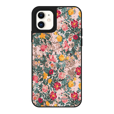 LaCoqueFrançaise Coque iPhone 12 Mini miroir Fleurs Beige et Rose Design