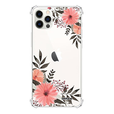 Evetane Coque iPhone 12/12 Pro anti-choc souple angles renforcés transparente Motif Fleurs roses