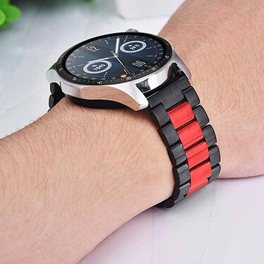 Avizar Bracelet pour Huawei Watch GT Runner / Watch GT 3 46mm Maille Acier Noir / Rouge pas cher