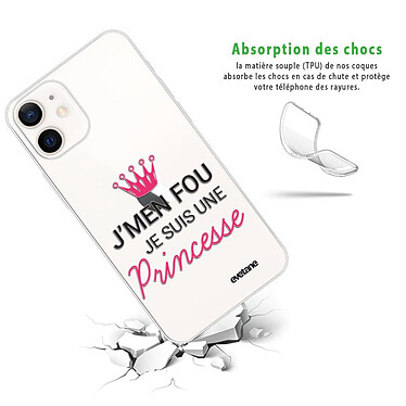 Avis Evetane Coque iPhone 12 mini silicone transparente Motif Je suis une princesse ultra resistant