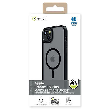 Acheter Muvit Coque pour iPhone 15 Plus avec Anti-scratch Compatible MagSafe Noir