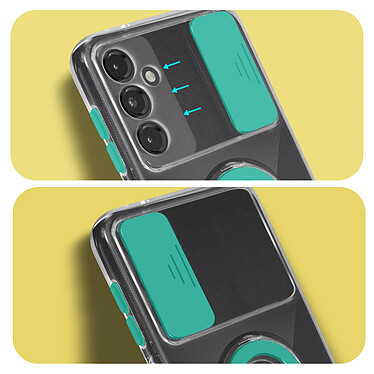 Avis Avizar Coque pour Samsung Galaxy A14 5G avec Cache Caméra Coulissant Bague Support vert