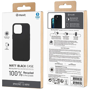 Acheter Muvit Coque pour iPhone 13 mini Recycletek Souple Technologie Antibactérienne Noir