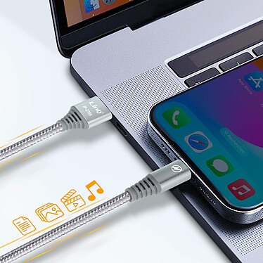 Acheter LinQ Câble USB vers Lightning Nylon Tressé 1.5m Charge et Transfert Gris