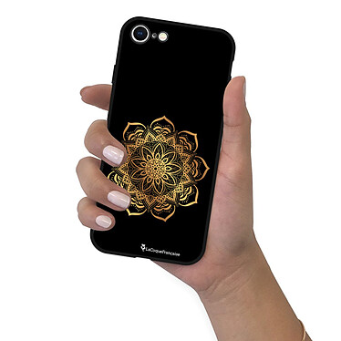 LaCoqueFrançaise Coque iPhone 7/8 Silicone Liquide Douce noir Mandala Or pas cher