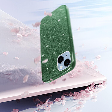 Avizar Coque iPhone 14 Paillette Amovible Silicone Semi-rigide Vert pas cher
