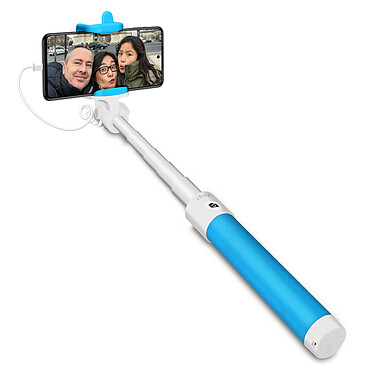 LinQ Perche selfie Filaire Connecteur USB-C Bouton déclencheur Extensible  Bleu