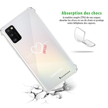 Avis LaCoqueFrançaise Coque Samsung Galaxy A41 anti-choc souple angles renforcés transparente Motif Coeur Blanc Amour