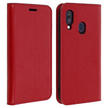 Avizar Etui folio Rouge Cuir véritable pour Samsung Galaxy A40