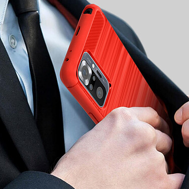 Acheter Avizar Coque Xiaomi Redmi Note 10 Pro Souple Coins Renforcés Carbone Effet Brossé Rouge