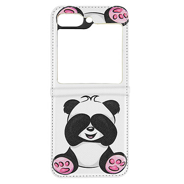 Avizar Coque Panda pour Samsung Galaxy Z Flip 5 Rigide revêtement simili cuir  Blanc