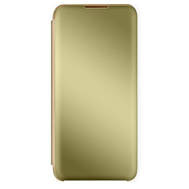 Avizar Housse Samsung Galaxy A03s Clapet translucide Design Miroir Support Vidéo doré