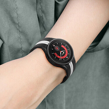 Avis Avizar Bracelet pour Galaxy Watch 5 / 5 Pro / 4 Silicone Souple Bicolore  Noir / Blanc