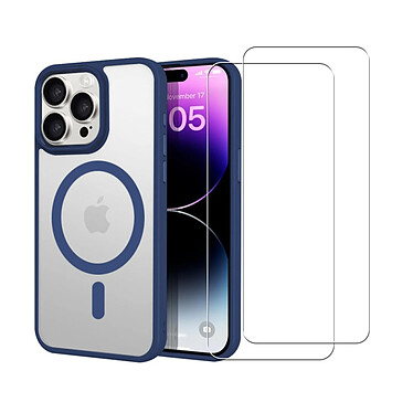 Acheter Evetane Coque iPhone 13 Pro Bleue et transparente Motif fumée Compatible Magsafe + 2 Vitres Protection ecran