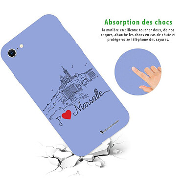 Avis LaCoqueFrançaise Coque iPhone 7/8/ iPhone SE 2020 Silicone Liquide Douce lilas J'aime Marseille