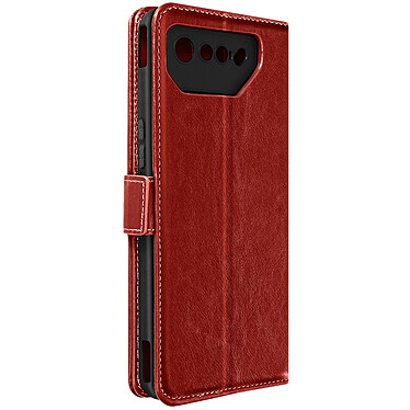 Avizar Housse pour Asus Rog Phone 7 Cuir Véritable Clapet Porte-carte Support Vidéo  Rouge