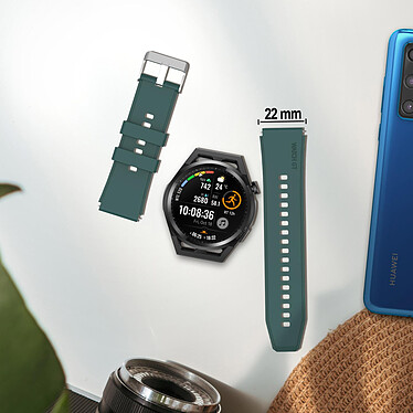 Avizar Bracelet pour Huawei Watch GT Runner Silicone Renforcé Boucle Argentée Vert pas cher