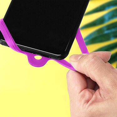 Avizar Cordon Smartphone avec Silicone Universel Extensible Réglable 90cm  violet pas cher