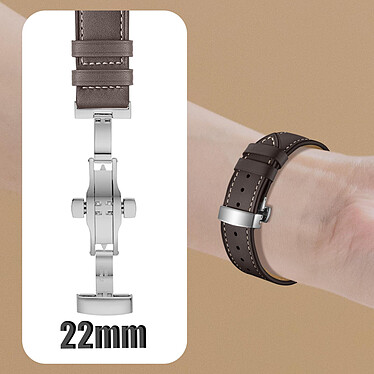 Avizar Bracelet pour Galaxy Watch 5 / 5 Pro / 4 Cuir véritable Boucle Papillon  marron pas cher