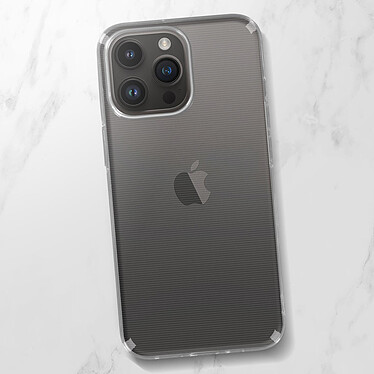 Avizar Coque pour iPhone 14 Pro Silicone Souple et Film Verre Trempé 9H  transparent contour noir pas cher