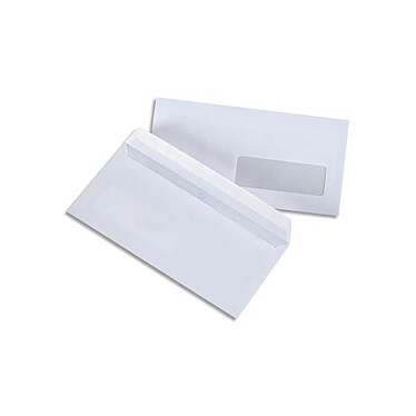 PERGAMY Boite de 500 enveloppes DL 110X220mm blanc 75g à fenêtre de 45x100 auto-adhésive