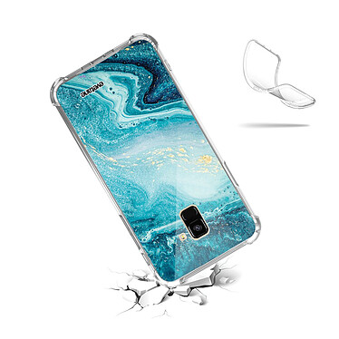 Acheter Evetane Coque Samsung Galaxy A8 2018 anti-choc souple angles renforcés transparente Motif Bleu Nacré Marbre